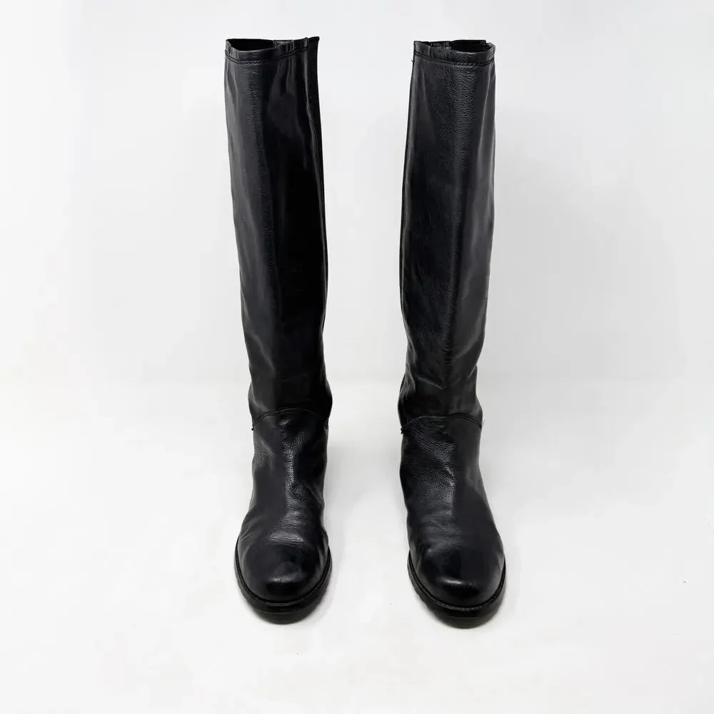 [Stuart Weitzman] Black Leather Accummulate Tall Knee High Riding Boots Size 7.5